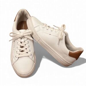 Tommy Hilfiger Women's White and Tan Sneakers | 8M